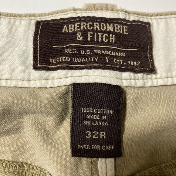 Abercrombie & Fitch Men’s 32R Khakis Chinos Tan Beige Distressed Y2K Zip Fly VTG - Picture 8 of 14